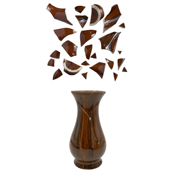 Kintsugi Vase Brown Glazed Pottery Gold Crack Art Anniversary Growth Gift